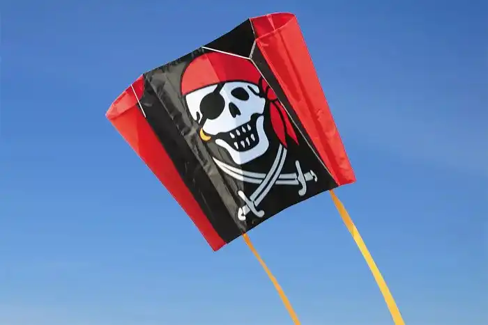 Spiderkites - Einleiner-Drachen/Kinderdrachen (Eddy/1-Leiner) rtf (flugfertig) Mini-Sled Jolly Roger 44 cm x 30 cm bunt