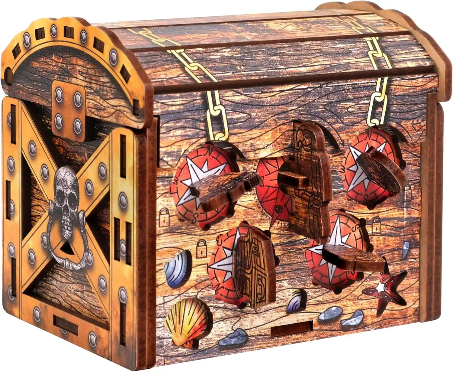 ESCAPE WELT - Art Pirate's Treasure Chest - Geschenkbox (11.3 x 9.5 cm x 10 cm) Holz Box