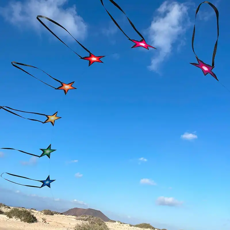 Spiderkites Robert Brasington Southern Stars Einleiner-Drachen / (1-Leiner) rtf (flugfertig) 7 Sterne je 75 cm x 70 cm Gfk-Gestänge bunt