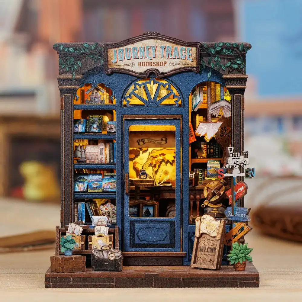 Cutebee DIY - Journey Trace Bookshop (DIY Book Nook-Diorama 16 x 15.5 x 18 cm) Book Nook-Bücherecken-Diorama (Holzbausatz)