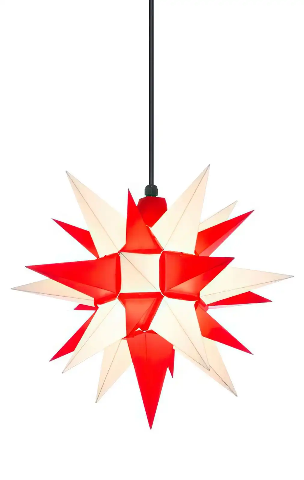 Herrnhuter Stern A4 Ø 40 cm Kunststoffstern - weiß/rot Wunderschöner und sehr hochwertiger Weihnachtsstern für Innen und Außen - das Original mit 25 Zacken
