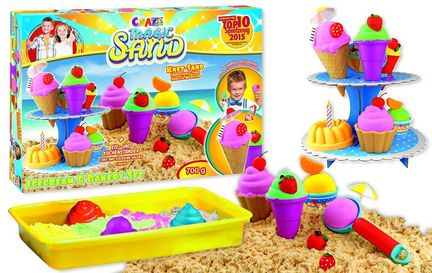 Craze Magic Sand - Icecream & Bakery-Set, 700 g Magic Sand, Spielwanne, Etagere und 10 Sandförmchen, 4 Farben Craze Magic Sand - Icecream & Bakery-Set, 700 g Magic Sand, Spielwanne, Etagere und 10 Sandförmchen, 4 Farben