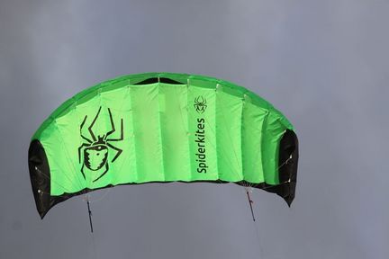 Spiderkites Amigo 1.75 DC Zweileiner-Lenkdrachen (Lenkmatte/Parafoil/Trainerkite/2-Leiner) rtf (flugfertig) 175 cm x 61 cm grün