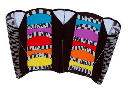 Premier Kites Mega Power Sled Kite Teleflex - stabloser Einleiner-Lenkdrachen (Lifter/1-Leiner), KITE ONLY - 452 cm x 210 cm, schwarz/bunt