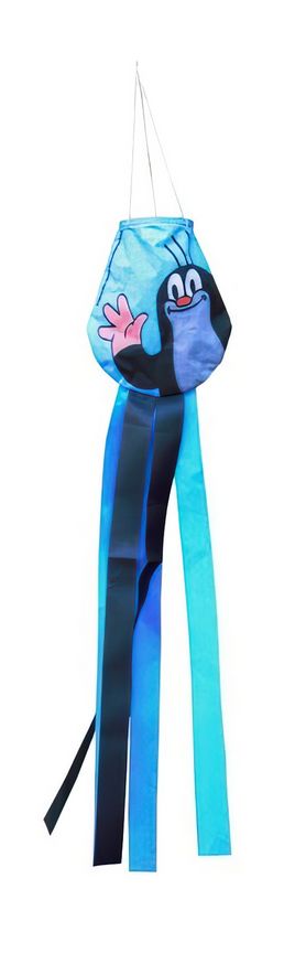11111kleiner Windsack (Windfänger) - fröhliche Windrabauken Maulwurf 16 cm x 14 cm x 60 cm blau
