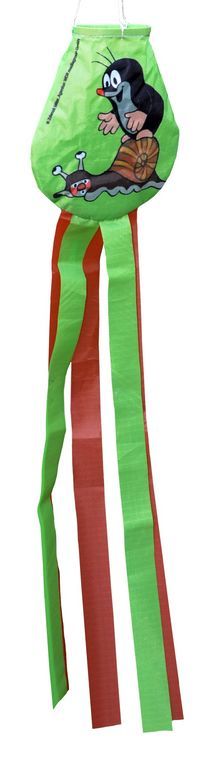 kleiner Windsack (Windfänger) - fröhliche Windrabauken Maulwurf 16 cm x 14 cm x 60 cm grün/orange