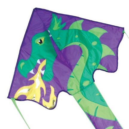 Premier Kites Delta Large Easy Flyer Kite - Einleiner-Drachen/Kinderdrachen (1-Leiner), rtf (flugfertig), Skylar Dragon, 117 cm x 229 cm, grün/lila Premier Kites Delta Large Easy Flyer Kite - Einleiner-Drachen/Kinderdrachen (1-Leiner), rtf (flugfertig), Skylar Dragon, 117 cm x 229 cm, grün/lila