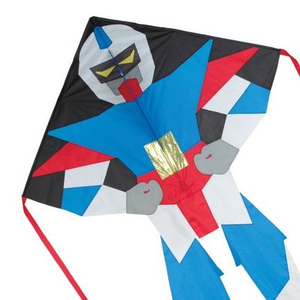 Premier Kites Delta Large Easy Flyer Kite - Einleiner-Drachen/Kinderdrachen (1-Leiner) rtf (flugfertig) Super Bot 117 cm x 229 cm schwarz/blau/rot/weiß