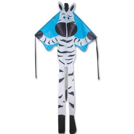 Premier Kites Delta Large Easy Flyer Kite - Einleiner-Drachen/Kinderdrachen (1-Leiner), rtf (flugfertig), Zebra, 117 cm x 229 cm, weiß/blau/schwarz