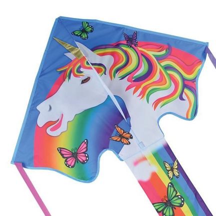 11111Premier Kites Delta Large Easy Flyer Kite - Einleiner-Drachen/Kinderdrachen (1-Leiner) rtf (flugfertig) Magical Unicorn 117 cm x 229 cm rainbow
