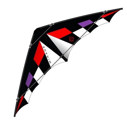 Elliot Mirage - Zweileiner-Power-Lenkdrachen/Stabdrachen (2-Leiner) rtf (flugfertig) 280 cm x 95 cm Cfk-Rohr 8 mm schwarz/weiß/rot/lila
