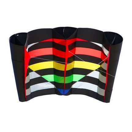 Elliot Power Sled - stabloser Einleiner-Lenkdrachen (Lifter/1-Leiner), rtf (flugfertig), 200 cm x 110 cm, Gfk, rainbow/schwarz