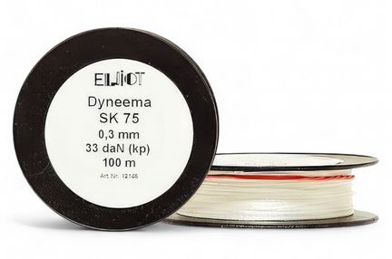 Dyneema-Drachenschnur, 50 daN 100 m, 4-fach geflochten, 0,4 mm (EUR 0,12/m)