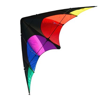 11111Elliot Delta Sport - Zweileiner-Lenkdrachen/Stabdrachen (2-Leiner) rtf (flugfertig) 168 cm x 77 cm Gfk-Vollstab 6 mm rainbow/schwarz