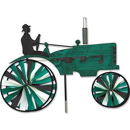 11111Windspiel stehend - Nostalgie Traktor Ø 30 cm/20 cm 72 cm x 51 cm Höhe 110 cm grün/schwarz groß