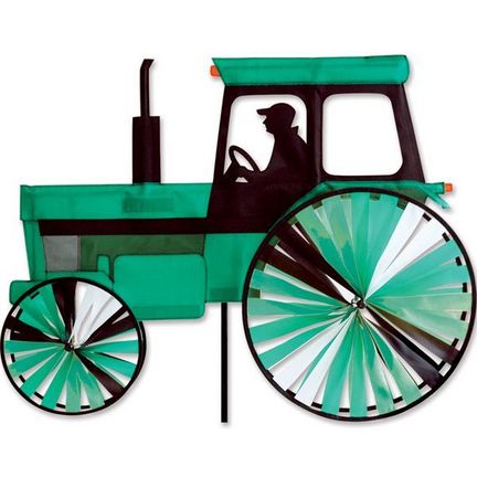 Windspiel stehend - Traktor Ø 30 cm/20 cm 59 cm x 35 cm Höhe 105 cm grün/schwarz