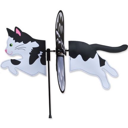 Windspiel stehend - Katze Ø 32 cm 48 cm x 32 cm schwarz/weiß 