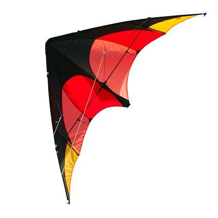 Elliot Delta Sport - Zweileiner-Lenkdrachen/Stabdrachen (2-Leiner) rtf (flugfertig) 168 cm x 77 cm Gfk-Vollstab 6 mm schwarz/rot/orange