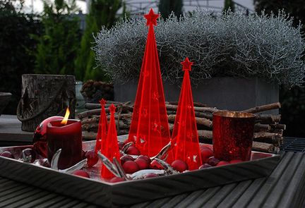 11111Sonnenfänger Lichtzauber - 3D-Design-Tannenbaum Magic 30 cm stehend rot