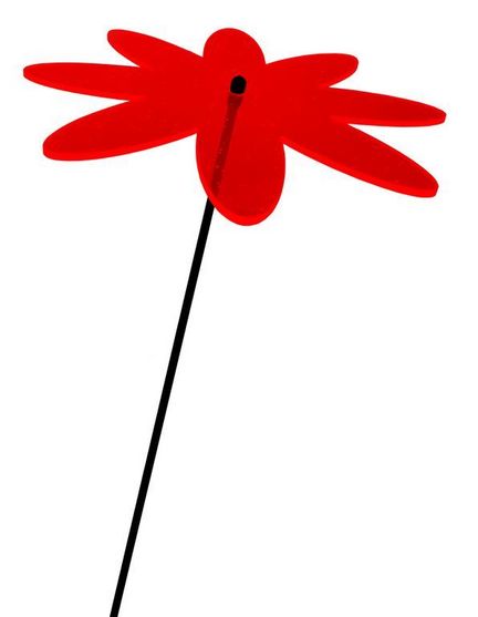11111Sonnenfänger Lichtzauber - Blume "Margerite" midi 6 cm inkl. 25 cm Stab rot