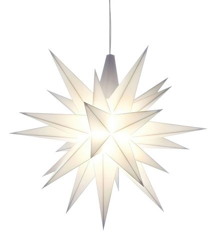 Herrnhuter Stern A1e Ø 13 cm Kunststoff inkl. LED - weiß Wunderschöner und sehr hochwertiger Weihnachtsstern für Innen und Außen - das Original mit 25 Zacken