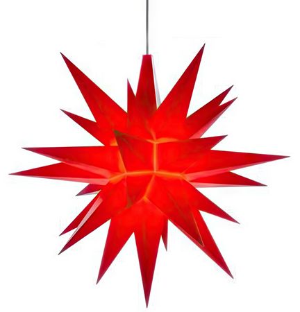 11111Herrnhuter Stern A1e Ø 13 cm Kunststoff inkl. LED - rot Wunderschöner und sehr hochwertiger Weihnachtsstern für Innen und Außen - das Original mit 25 Zacken