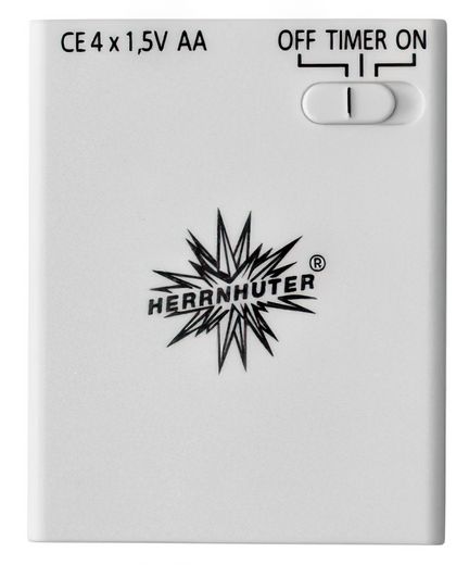 Herrnhuter Batteriehalter mit Timer inkl. 4 Mignon AA Batterien für 1 Stern oder 1 - 3 Miniatursterne (A1e / A1b / I1) (nur für den Innenbereich)