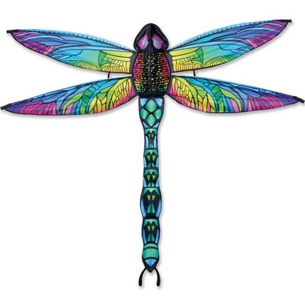 11111Premier Kites 3D-Einleiner-Drachen/Kinderdrachen (1-Leiner) rtf (flugfertig) Dragonfly Rainbow 112 cm x 147 cm Polyestertuch mit Druck Gfk-Gestänge bunt