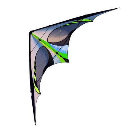 Prism E3 Graphite Zweileiner-Lenkdrachen/Stabdrachen/Trickdrachen (2-Leiner), rtf (flugfertig), 231 cm x 85 cm, Cfk-Gestänge, grau/bunt