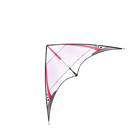 Prism 4-D Red Zweileiner-Leichtwind-Lenkdrachen/Stabdrachen (2-Leiner), rtf (flugfertig), 147 cm x 69 cm, Kohlefaser/Cfk-Gestänge, rot/weiß
