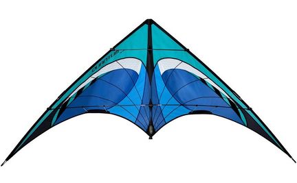 Prism Quantum Ice Zweileiner-Lenkdrachen/Stabdrachen (2-Leiner), rtf (flugfertig), 221 cm x 89 cm, Cfk-Gestänge, blau/türkis/weiß