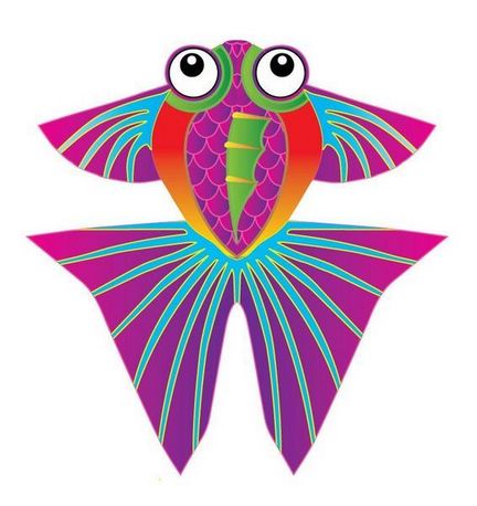 11111X-Kites Mini Micro Kites Einleiner-Drachen/Kinderdrachen (1-Leiner) rtf (flugfertig) Tropischer Fisch 10 cm x 13 cm bunt