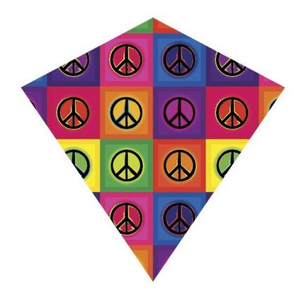 X-Kites ColorMax Kites - Einleiner-Drachen/Kinderdrachen (Eddy/1-Leiner) rtf (flugfertig) Peace 65 cm x 65 cm bunt