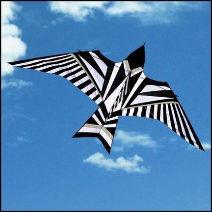 Into The Wind - George Peters* Sky Bird Black & White - Einleiner-Drachen (1-Leiner), KITE ONLY - 480 cm x 240 cm, schwarz/weiß