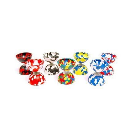 Mister Babache - Arlequino Jonglier-Diabolo, Ø 60 mm, L 75 mm, 145 g, gelb/blau, 2-farbig Mister Babache - Arlequino Jonglier-Diabolo, Ø 60 mm, L 75 mm, 145 g, gelb/blau, 2-farbig