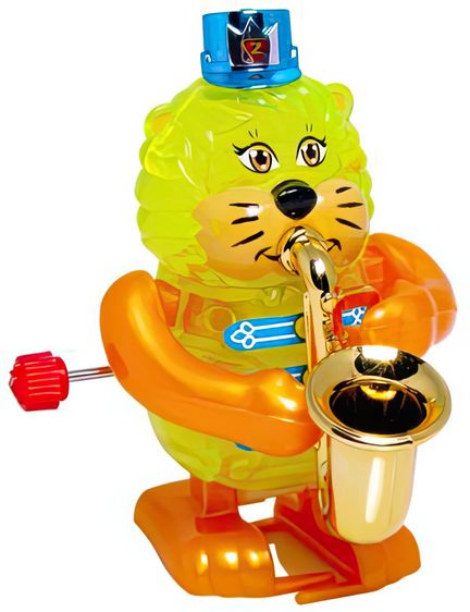 11111Aufziehfigur Dizzy Katze mit Saxophon - Aufziehfigur zum Sammeln Spielen Verschenken Höhe ca. 7 cm Läufer