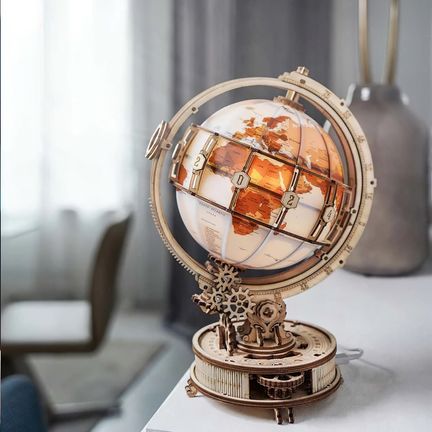 11111Robotime - DIY - Luminous Globe (DIY 3D Puzzle 16.7 x 20.3 x 29.3 cm) (Holzbausatz)