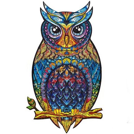11111UNIDRAGON - Charming Owl (25 x 43 cm,Größe L) Holzpuzzle,366 Teile 