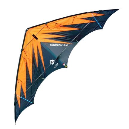 Elliot Gladiator 2.4 - Zweileiner-Power-Lenkdrachen/Stabdrachen (2-Leiner), KITE ONLY - 245 cm x 95 cm, Cfk-Rohr 8/10 mm, schwarz/orange Elliot Gladiator 2.4 - Zweileiner-Power-Lenkdrachen/Stabdrachen (2-Leiner), KITE ONLY - 245 cm x 95 cm, Cfk-Rohr 8/10 mm, schwarz/orange