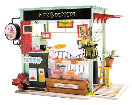 11111Robotime - DIY Miniaturhaus - Ice Cream Station (DIY House - 21 x 13.5 x 15 cm) Eisdiele (Holzbausatz)