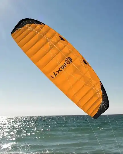 Spiderkites Lycos 3.0 PS Zweileiner-Lenkdrachen (Lenkmatte/Parafoil/2-Leiner) KITE ONLY 300 cm x 72 cm schwarz/orange