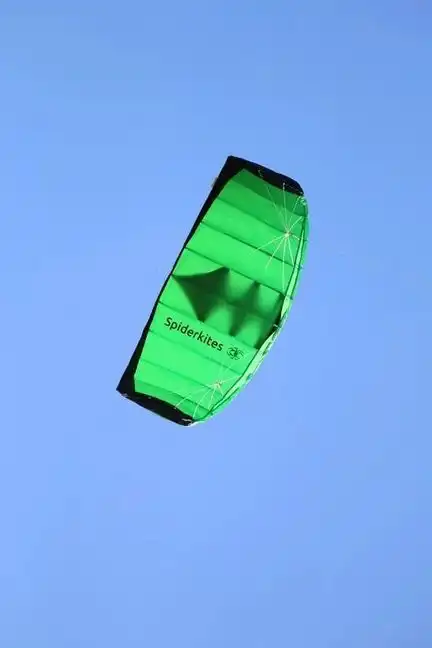 Spiderkites Amigo 1.75  Zweileiner-Lenkdrachen (Lenkmatte/Parafoil/2-Leiner) rtf (flugfertig) 175 cm x 61 cm grün