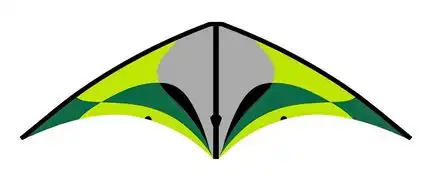 Spiderkites Tomboy - Zweileiner-Lenkdrachen/Stabdrachen (2-Leiner) rtf (flugfertig) 195 cm x 90 cm 6 mm CFK/GFK-Hybrid-Gestänge grau/schwarz/grün/gelb