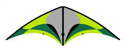 Spiderkites Tomboy - Zweileiner-Lenkdrachen/Stabdrachen (2-Leiner) rtf (flugfertig) 195 cm x 90 cm 6 mm CFK/GFK-Hybrid-Gestänge grau/schwarz/grün/gelb