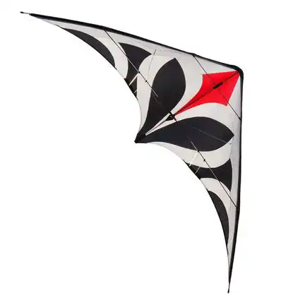 11111Spiderkites Maraca Mini Zweileiner-Lenkdrachen/Stabdrachen/Trickdrachen (2-Leiner) rtf - 138 cm x 59 cm 2.5 mm CFK-Gestänge schwarz/weiß/rot