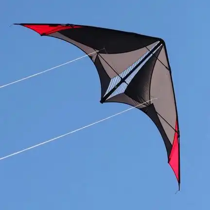 Spiderkites Janus Zweileiner-Lenkdrachen/Stabdrachen/Trickdrachen (2-Leiner) rtf - 196 cm x 82 cm 6  mm CFK-Gestänge anthrazit/rot