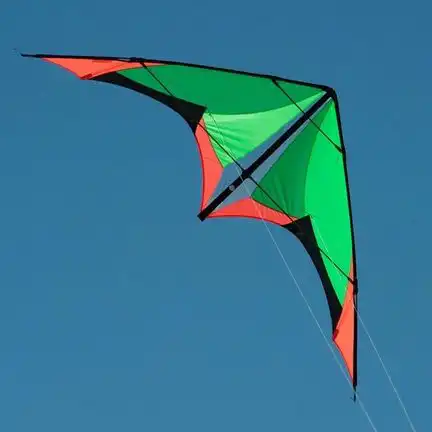 Spiderkites Janus Zweileiner-Lenkdrachen/Stabdrachen/Trickdrachen (2-Leiner) rtf - 196 cm x 82 cm 6  mm CFK-Gestänge neonorange/grün