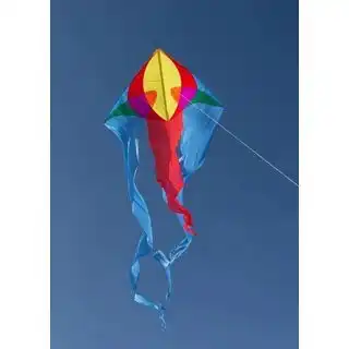 Spiderkites Flux Delta red Einleiner-Lenkdrachen (1-Leiner) rtf (flugfertig) 200 cm x 600 cm Gfk-Gestänge rot/blau/gelb