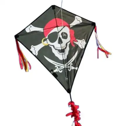 11111Spiderkites - Einleiner-Drachen/Kinderdrachen (Mini Eddy/1-Leiner) rtf (flugfertig) Jolly Roger Pirat Mini 50 cm x 50 cm bunt