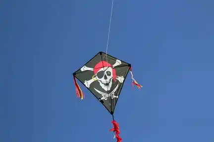 Spiderkites - Einleiner-Drachen/Kinderdrachen (Mini Eddy/1-Leiner) rtf (flugfertig) Jolly Roger Pirat Mini 50 cm x 50 cm bunt